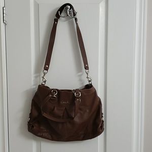 Coach brown leather cross body purse